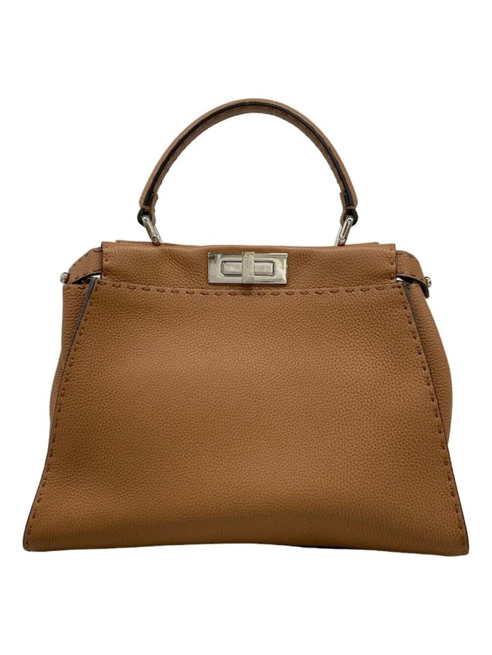 Fendi Handbag Peekaboo Iconic Medium Selleria Brown Leather